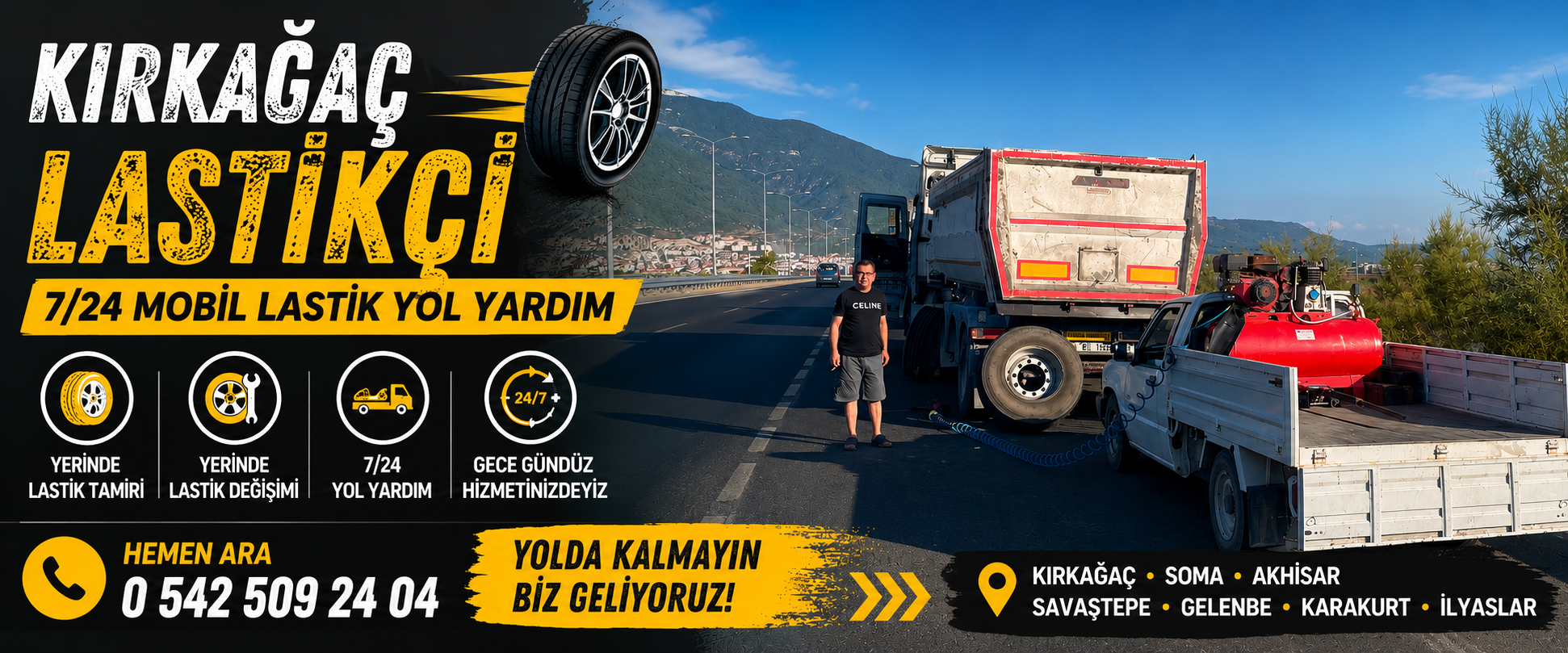 Kırkağaç Lastikçi 7/24 mobil lastik yol yardım